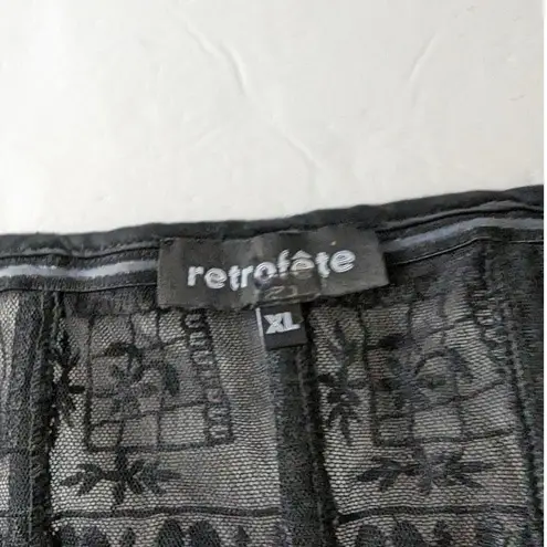 Retrofête Black Strapless Mel Sheer Lace Bustier Exposed Zip Front Size XL