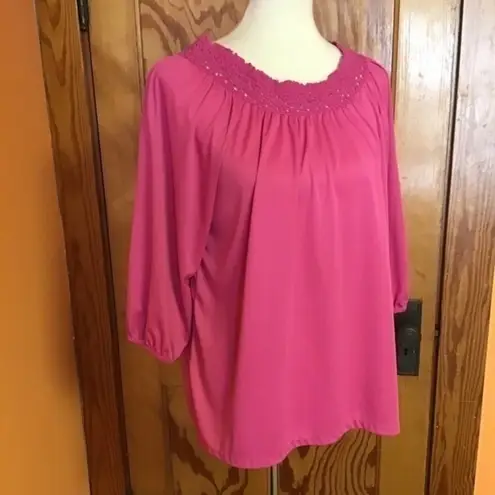 Vintage 70s hot pink muumuu tunic shirt Size XL