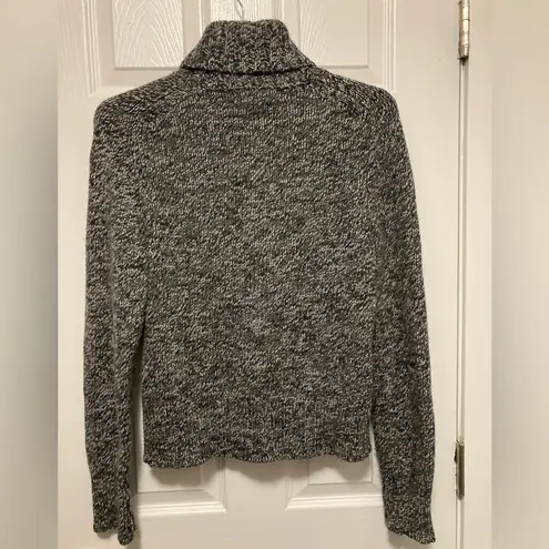 EXPRESS  Black Marbled Merino Wool Cashmere Blend Cable Knit Turtleneck Sweater