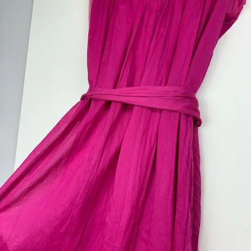 Philosophy di Alberta Ferretti Womens Dress Sz 6 Cotton Silk Tie Fuchsia Pink