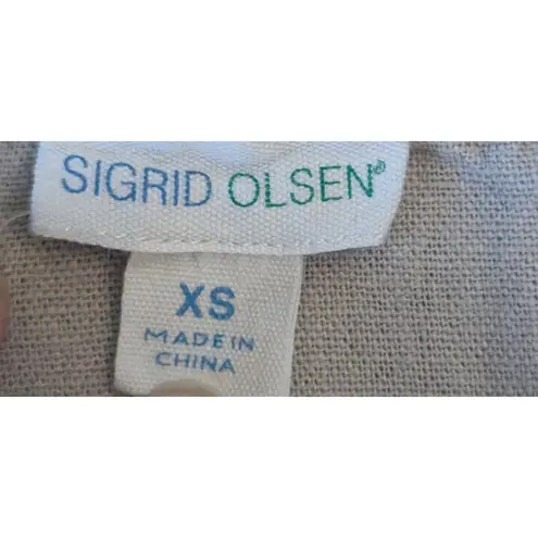 Sigrid Olsen Linen Blend Embroidered Maxi Tunic Dress XS Coastal Boho