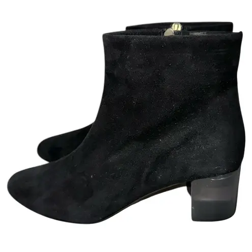Calvin Klein Womens Size 41 10 Black Suede Lucite Block Heel Ankle Booties Boots