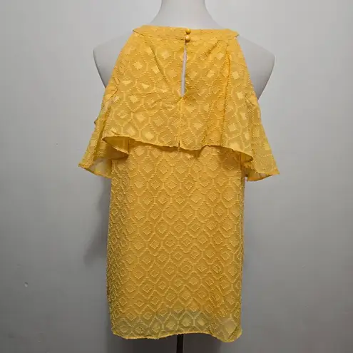 Thalia Sodi Marigold Ruffle Textured Cold Shoulder Blouse Size Large