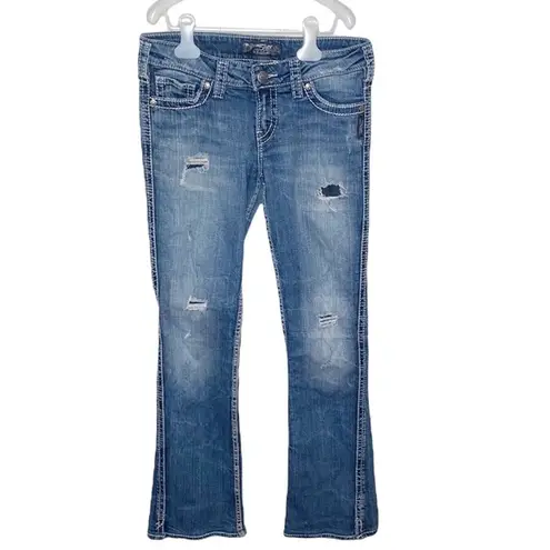 Silver Jeans Frances 18” distressed bootcut jeans size w28