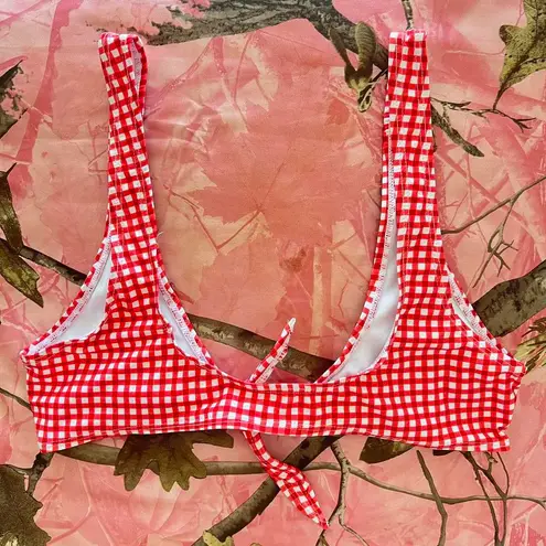 y2k gingham tie front bikini top Red Size M