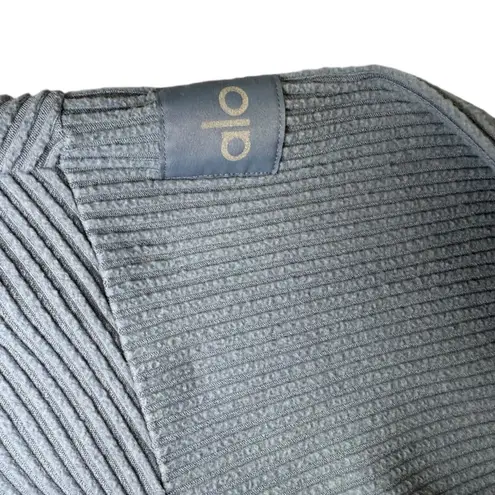 Alo Yoga  Ribbed Cropped Oversized Steel Gray Heather Long Sleeve Hoodie Casual S