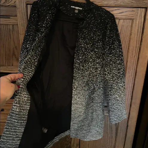 Karl Lagerfeld Paris Black White Confetti Gradient Blazer Jacket Coat Medium