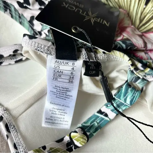 NWT Nip Tuck Multi Cup Fit One Piece Swimsuit Tropical Peach Leopard Print Sz 4 Black