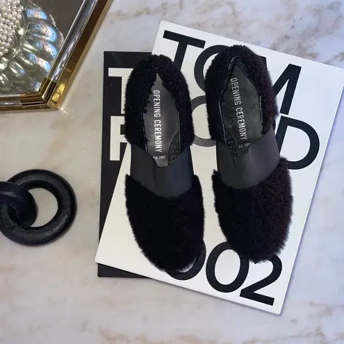 Opening Ceremony New Cici Shearling Slip Sneaker in Black