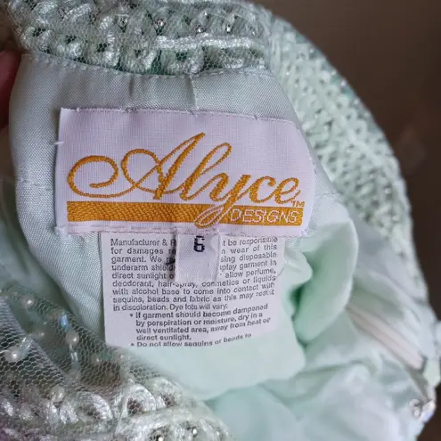 A.L.C. Vintage Designs Mint Green Beaded Gown