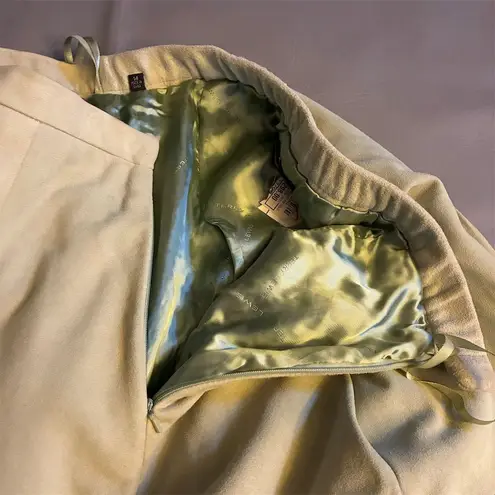 Terry Lewis Vintage Women's Light Green Suede A-Line Skirt 14 Ruffle Embroidery