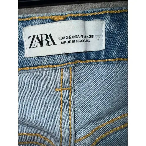 ZARA  medium wash high rise raw hem crop jeans size 4 #749
