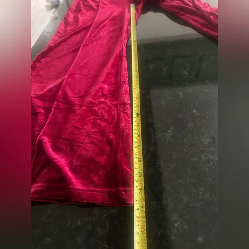 Women's Velvet Burgundy Wide Leg Front Seam Jumpsuit Sz XL Vampire Renaissance Red