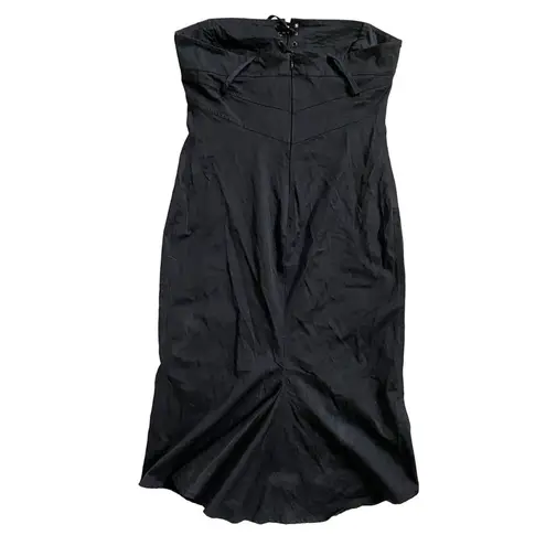 Flavio Castellani Black Lace Up Corset Strapless Bustier dress Italian SZ 42 Black