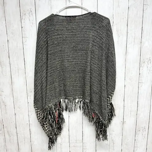 Say What? Cardigan Women One Size Fits All Aztec Fringe Trim Open Front Poncho