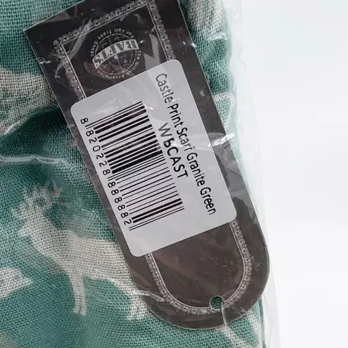 NEW Earth Squared Lady of Glamis Castle Print Fringe Neck Scarf Granite Green