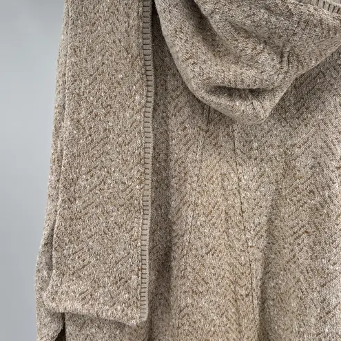 Soft Surroundings Go Lively brown cream Hooded Cardigan L open front wrap around