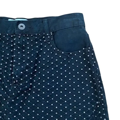 Pistola Ryder Diamond Fishnet Denim Mini Skirt - Black, Size 27