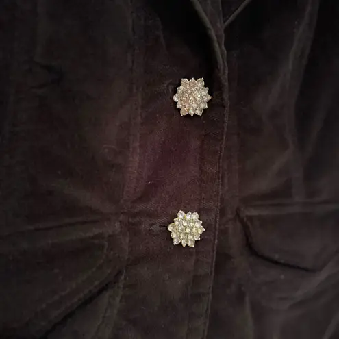 Kikit Corduroy Blazer Rhinestone Buttons Women's Small Black Holiday Y2K Western