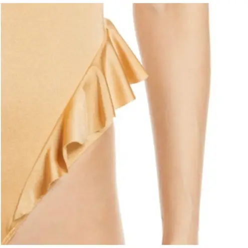 Something Navy NWT Beige Crystal Metallic Frill One-Piece Open Back Swimsuit