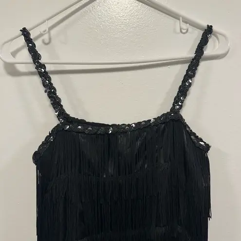Flapper fringe dress Halloween costume! Black fringe, mini dress size medium!
