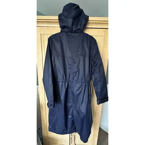 Ciao Milano 1969 Women Front Zip Long Sleeve Hooded Rain Jacket Navy Blue Size M Size M