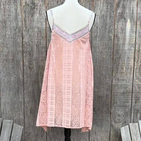 Tassels N Lace Elegant Asymmetrical Pink Dress Lace Gingham Embroidered Trim and Top Size Sm