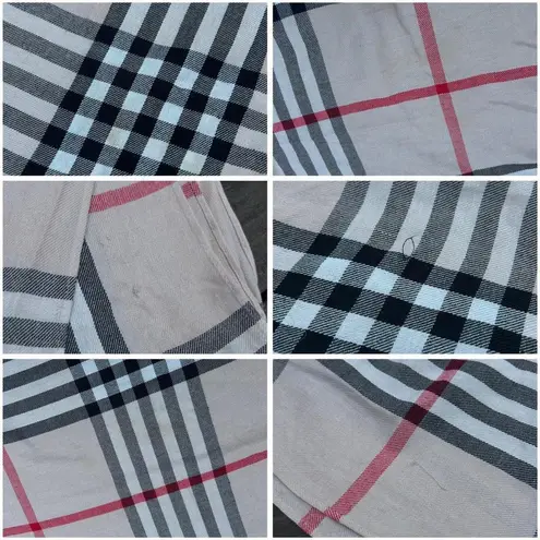 Pashmina Vintage and Silk Cream/Black Plaid Shawl Scarf Wrap