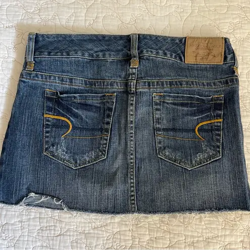 American Eagle Vintage Y2K  Mini Skirt Denim Cut Off Low Rise Jean Size 2 XS