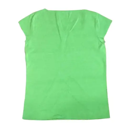 Alex Marie Silk Blend Square Neck Short Sleeve Green Top Women's Large
