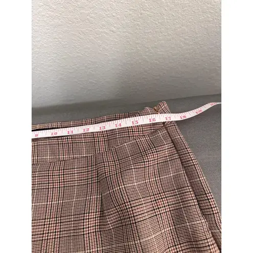 Boohoo Curve Plaid Trousers Size US 12 Light Academia Business School Office Brown