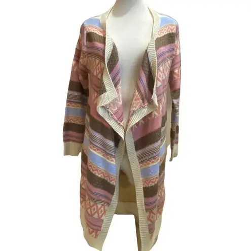 Filly Flair Open Front Cardigan Pastel Stripes Long Length