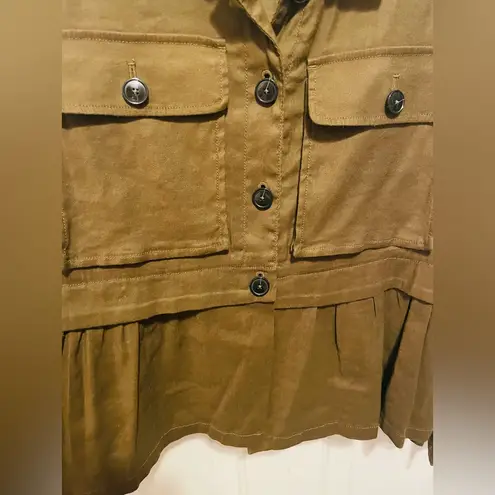 Maeve Anthropologie  olive lightweight peplum jacket