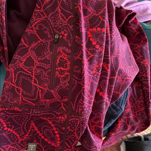 Title Nine Mercury Athletic Hoodie Dress Sz S LS Purple Red Printed Sporty