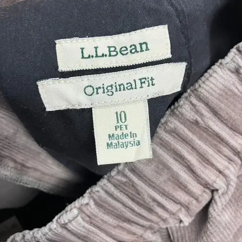 LLBean Original Fit Women Corduroy Pants 10 Petite Grey Pleated Front Casual Gray