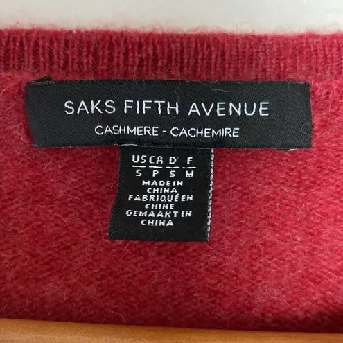 Saks Fifth Avenue Cashmere Sweater Heather Red Crewneck Long Sleeve Size S