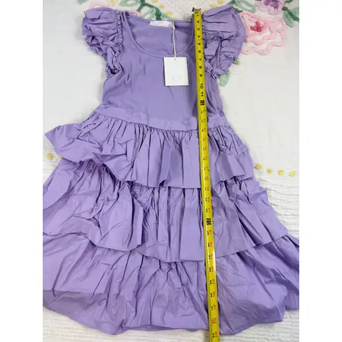 Rachel Parcell Ruffle Sleeve Tiered Dress Purple Sleeveless Mini Summer Party 8