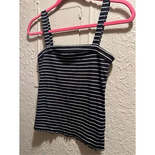Aero Seriously Soft Square Neck Tank Black & White Striped Woman’s Size Medium