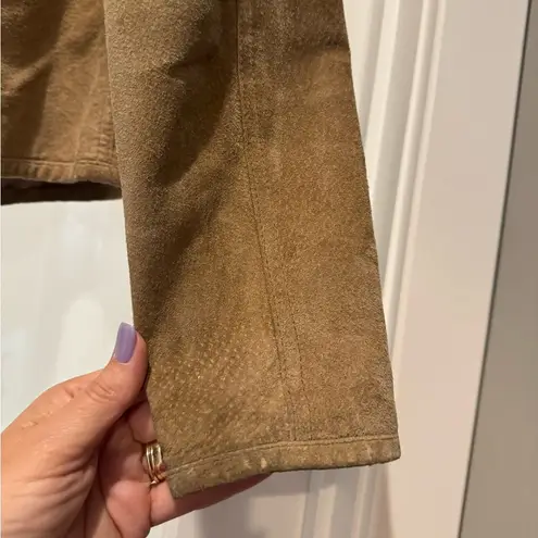 Live a Little Brown Suede Leather Jacket Blazer Size S Western Rustic Moto Chic