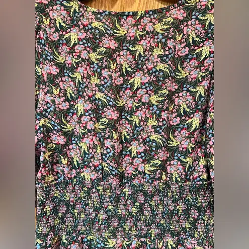 MELLODAY Floral Print Flutter Sleeve Smocked Back Midi Dress w/ Slit Size Small