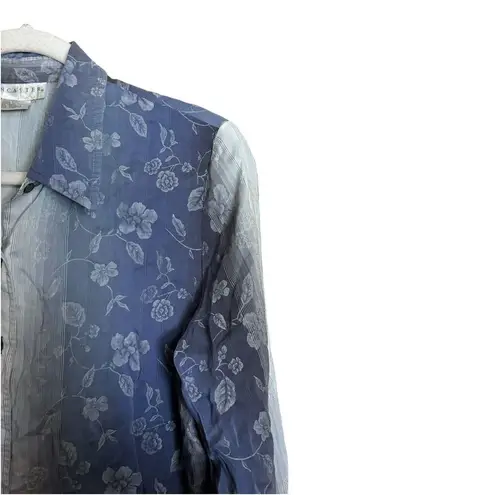 Doncaster Top Womens Medium Multicolor Floral Print Silk Blend Button Up Blouse