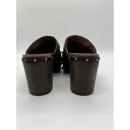 Dansko Deni Mules Clogs Shoes Womens Size US 39 EU Brown Leather Fringe
