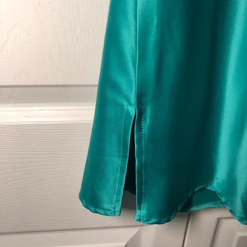 Brandy Melville  Satin Cowl Neck Teal Green Dress Size S