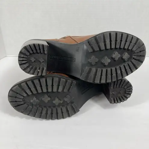 Tommy Hilfiger Chunky Brown Ankle Boots  7M Block Heel Booties LaceUp Grunge