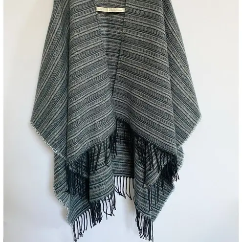 Loft Women's Dark Blue Gray Striped Cape Poncho One size Size undefined