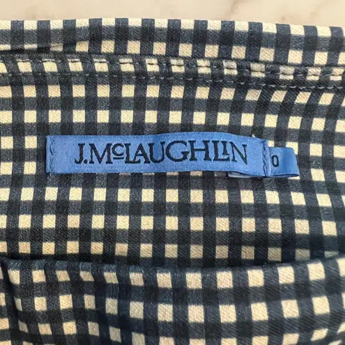 J. McLaughlin Navy & White Gingham Pull On Maise Ankle Stretch Pants 0 NWOT Blue