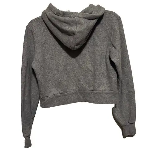 Brandy Melville  Cropped Zip-Up Hoodie Grey Cozy Fleece Lined Casual Streetwear