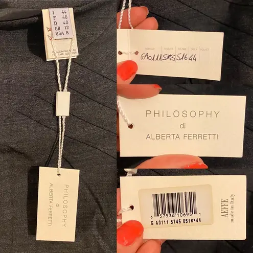 PHILOSOPHY DI ALBERTA FERRETTI Pleated Mini Skirt, Gray, NEW Size M | US8, IT44