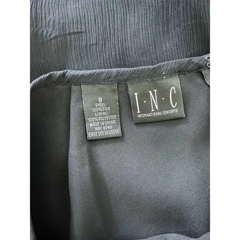 Inc international Concepts Black 100% Silk Knee Length A Line Skirt Size 8
