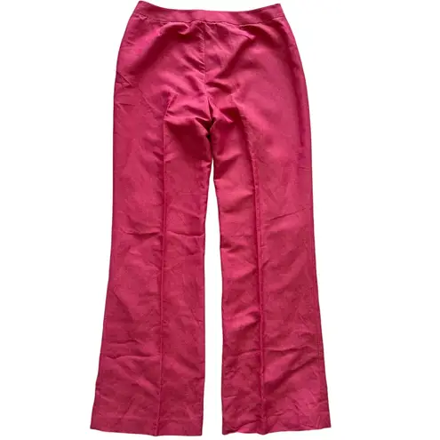 Lafayette 148 Warm Red Orange Iridescence Linen Blend Pleat Trousers Size 10